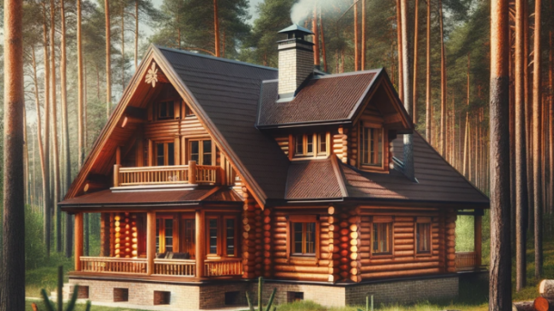 casa de lemn in padure